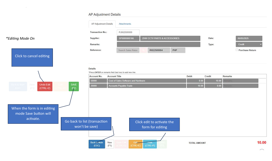 Navigating to AP Adjustment