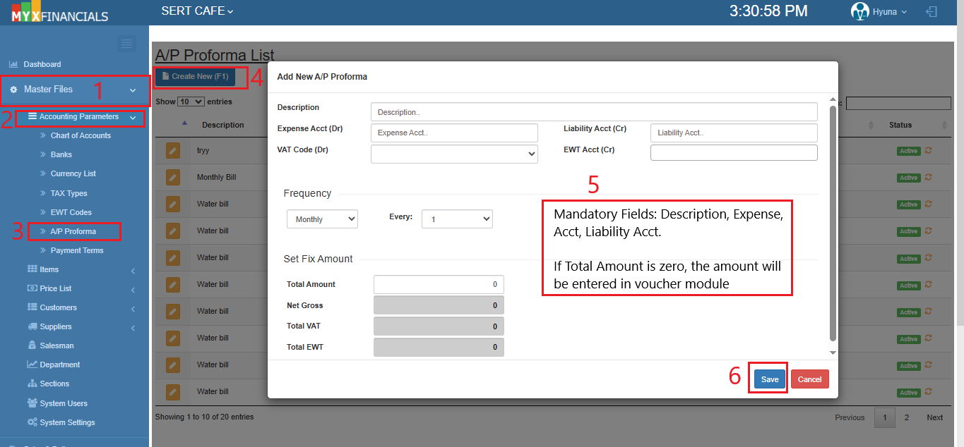 Navigating to AP Proforma