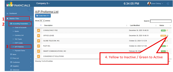 Navigating to AP Proforma