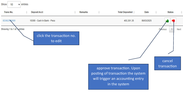 Navigating to Bank Deposit