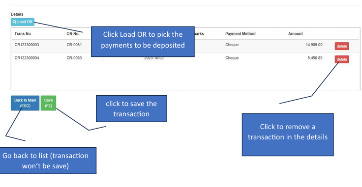 Navigating to Bank Deposit