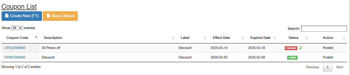 Navigating to Coupons