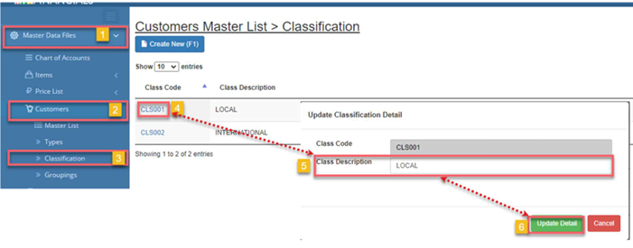 Navigating to Customer