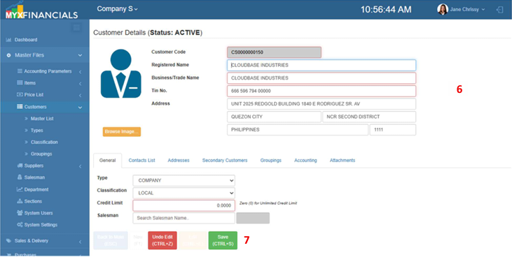 Navigating to Customer