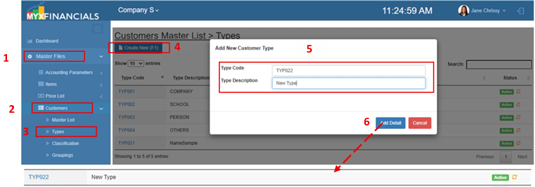 Navigating to CustomerType