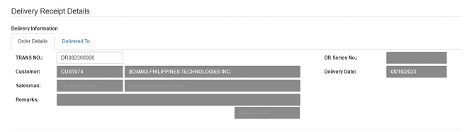 Navigating to Delivery Receipt