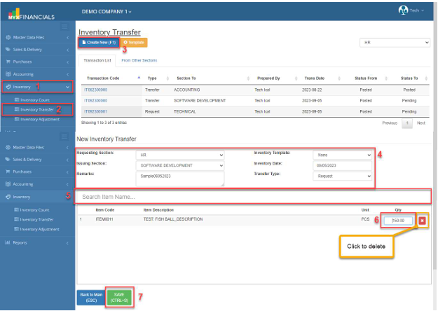 Navigating to Inventory Transfer
