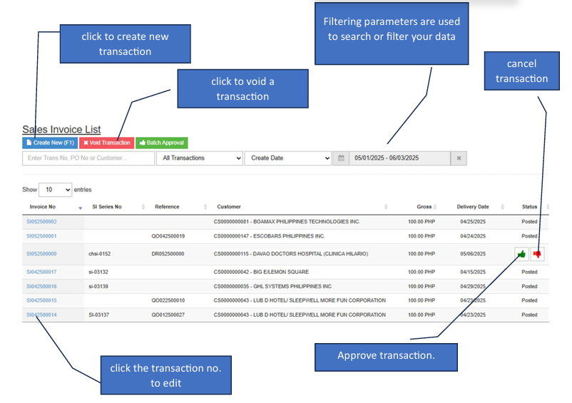 Navigating to Sales Invoice
