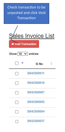 Navigating to Sales Invoice