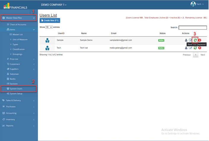 Navigating to System User