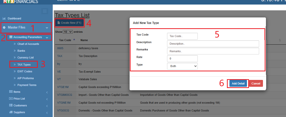 Navigating to Taxtype